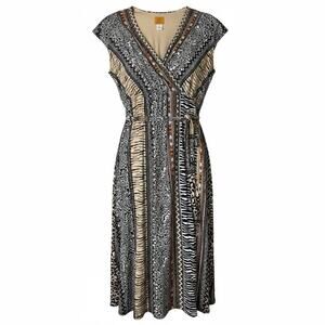 Ruby Rd Women's 1X Sleeveless Maxi Dress Animal Geometric Print Pullover 1X